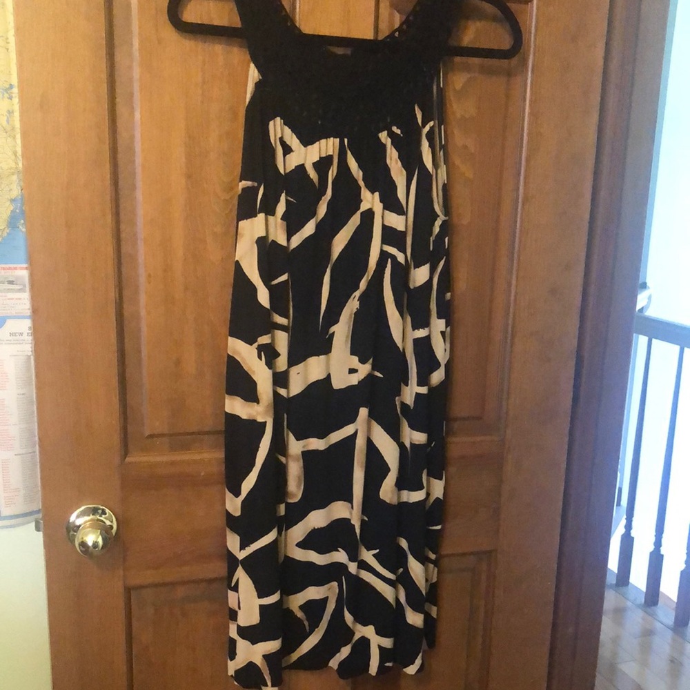 Anne Klein Black and Cream/Tan Sleeveless Dress NWOT
